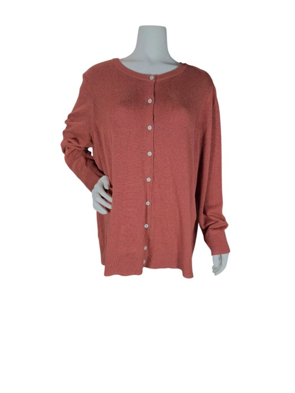 Croft & Barrow 2X Cardigan Sweaters Lot 2 Rust Orange Button Up & Open Duster - Picture 3 of 10
